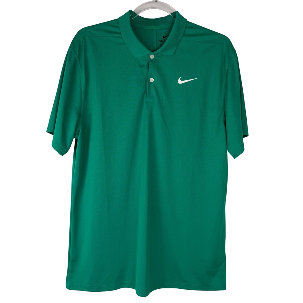 Nike Dri-FIT Polo Shirt Mens Medium Green Short Sleeve Golf Athletic Swoosh